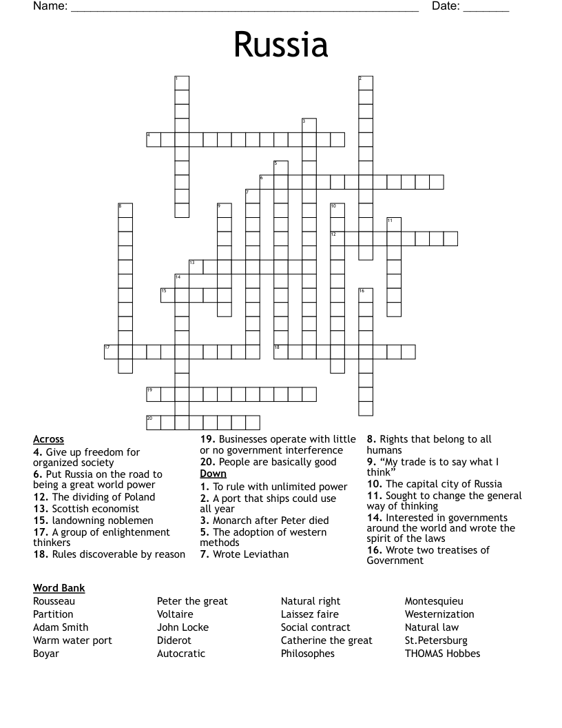 Russia Crossword WordMint