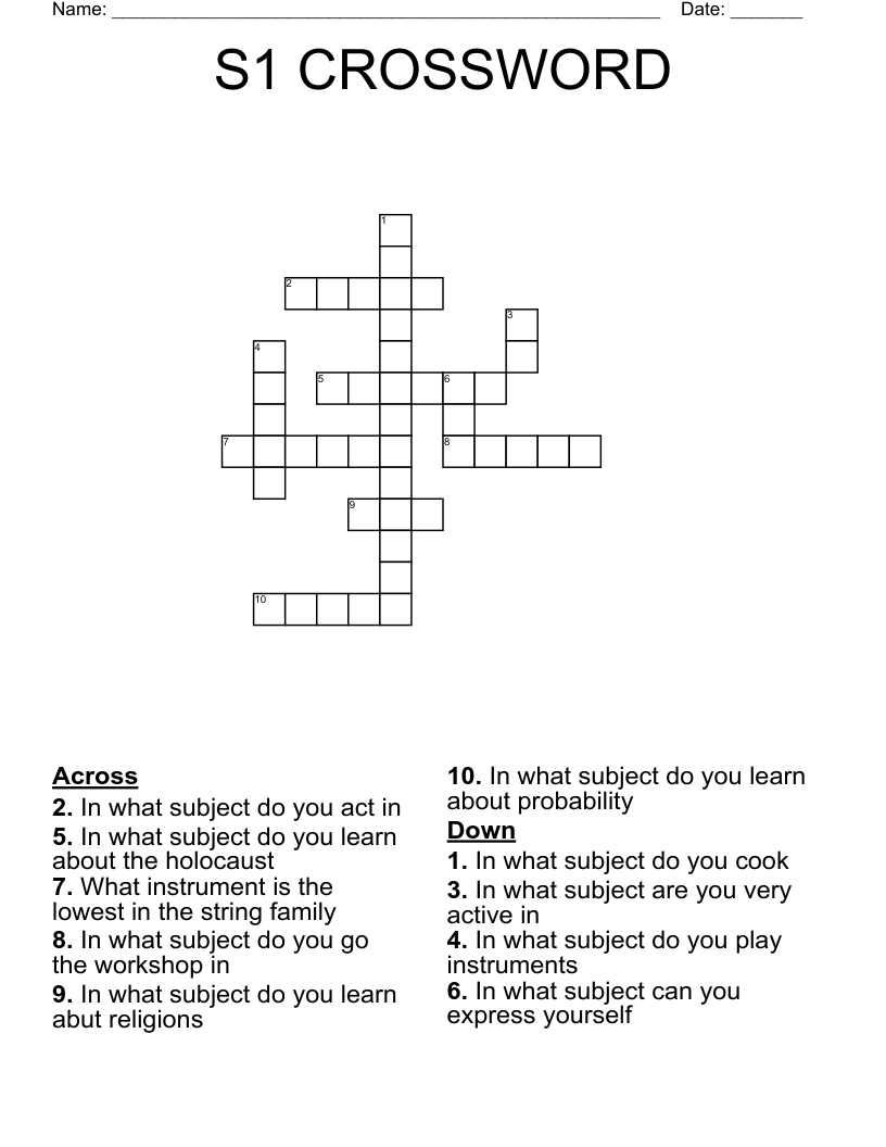 S1 CROSSWORD WordMint