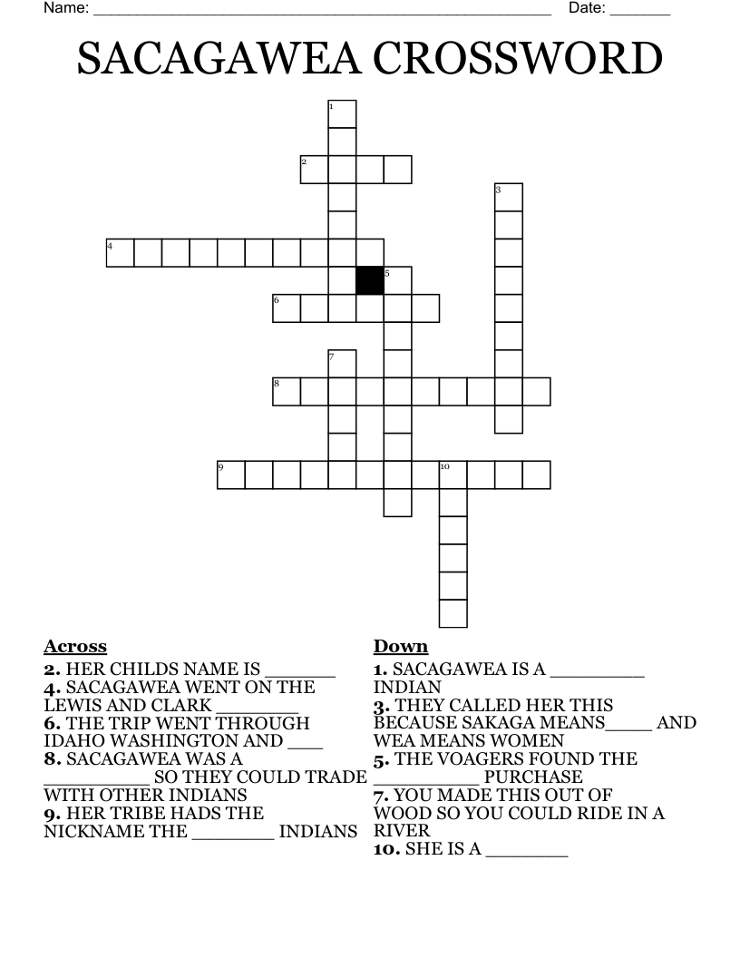 SACAGAWEA CROSSWORD WordMint