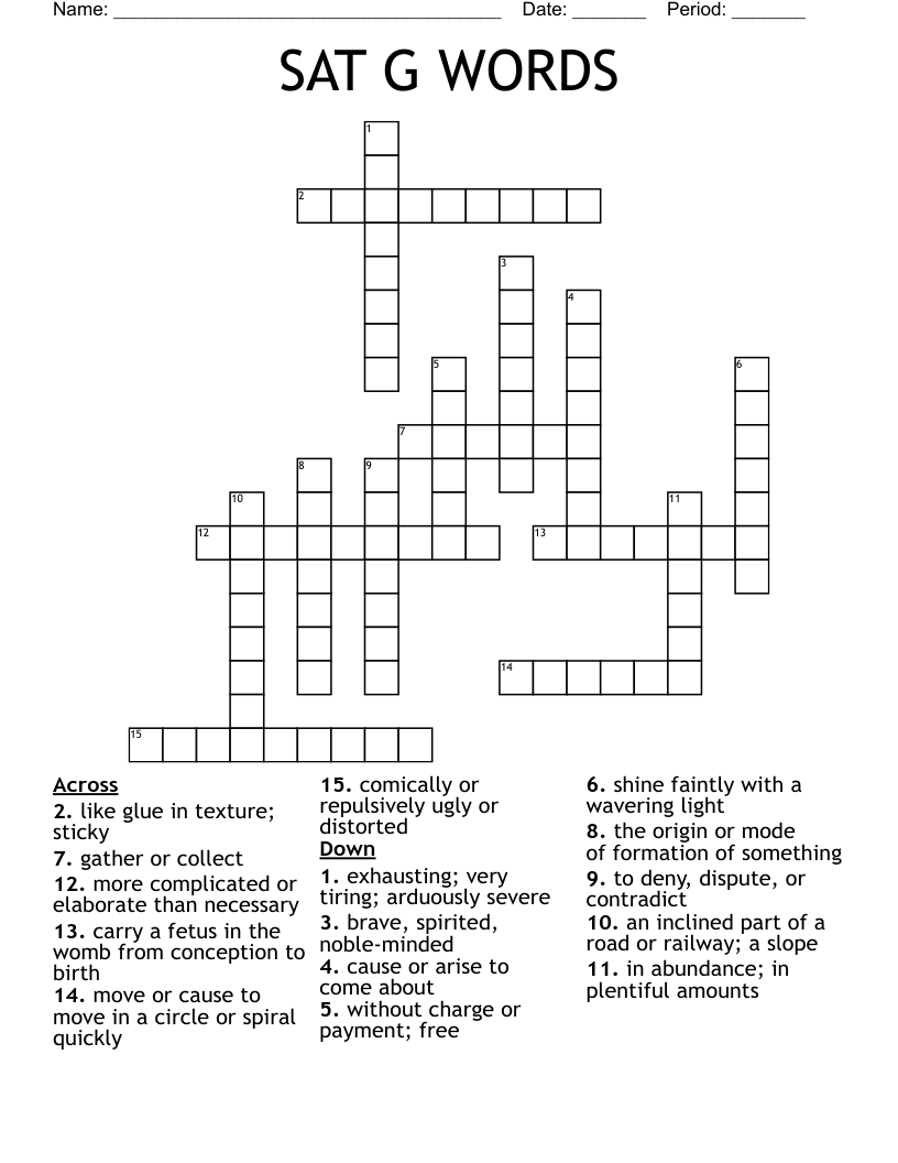 SAT G WORDS Crossword WordMint