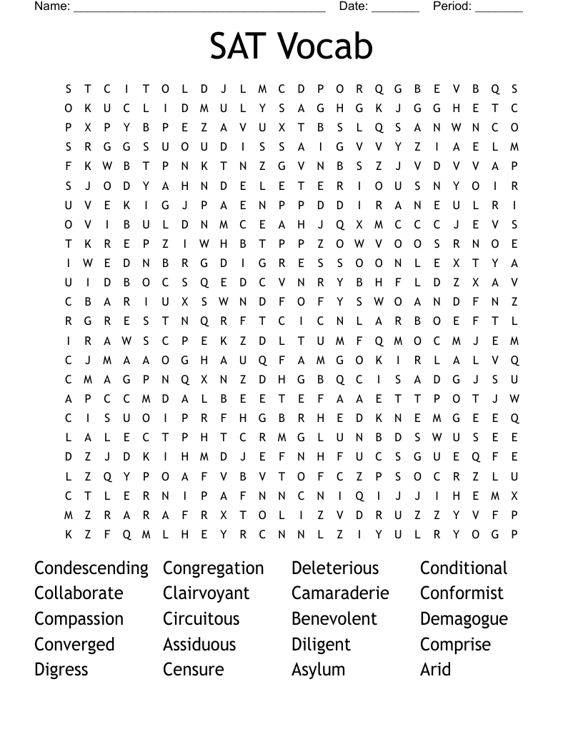 ACT WORDS Word Search WordMint