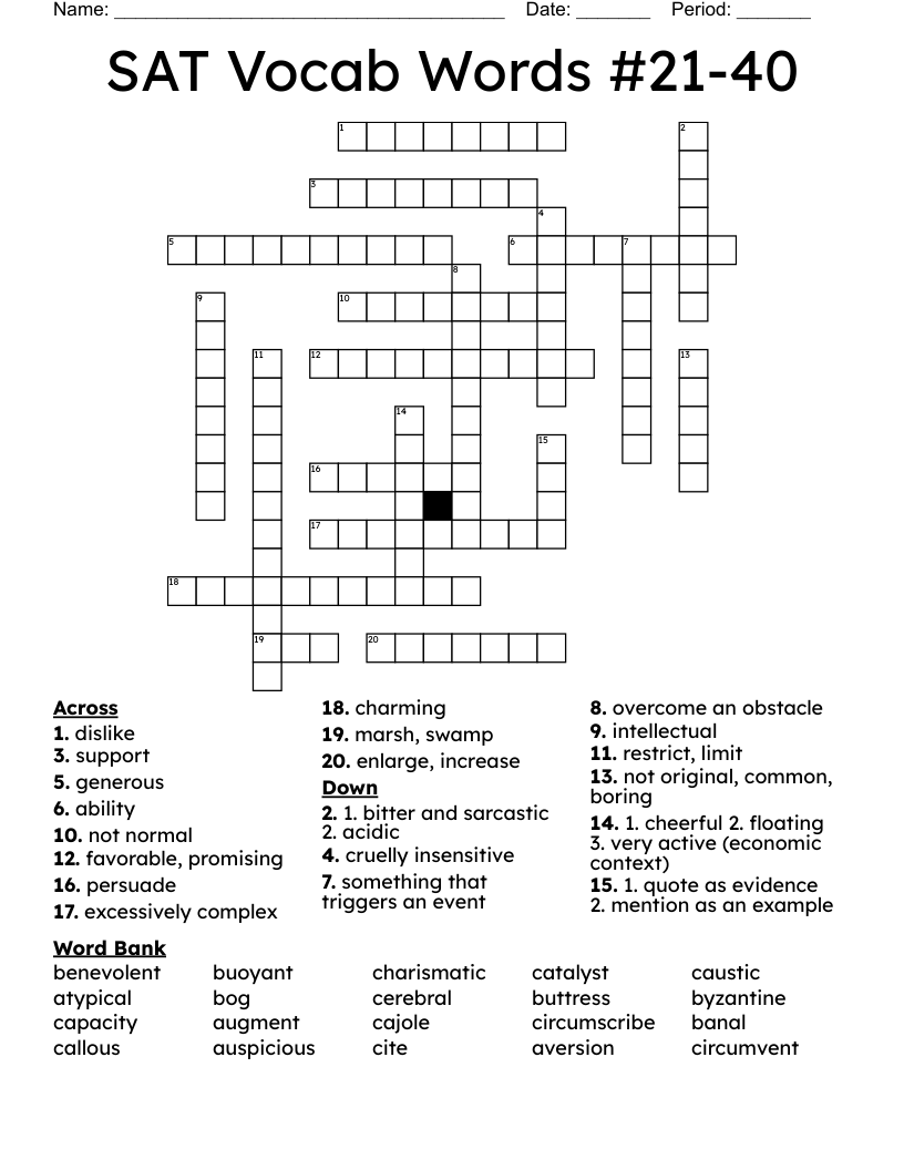 Vocab Crossword WordMint