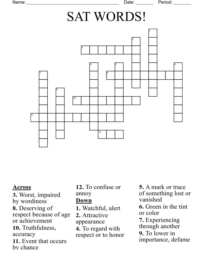SAT WORDS! Crossword WordMint