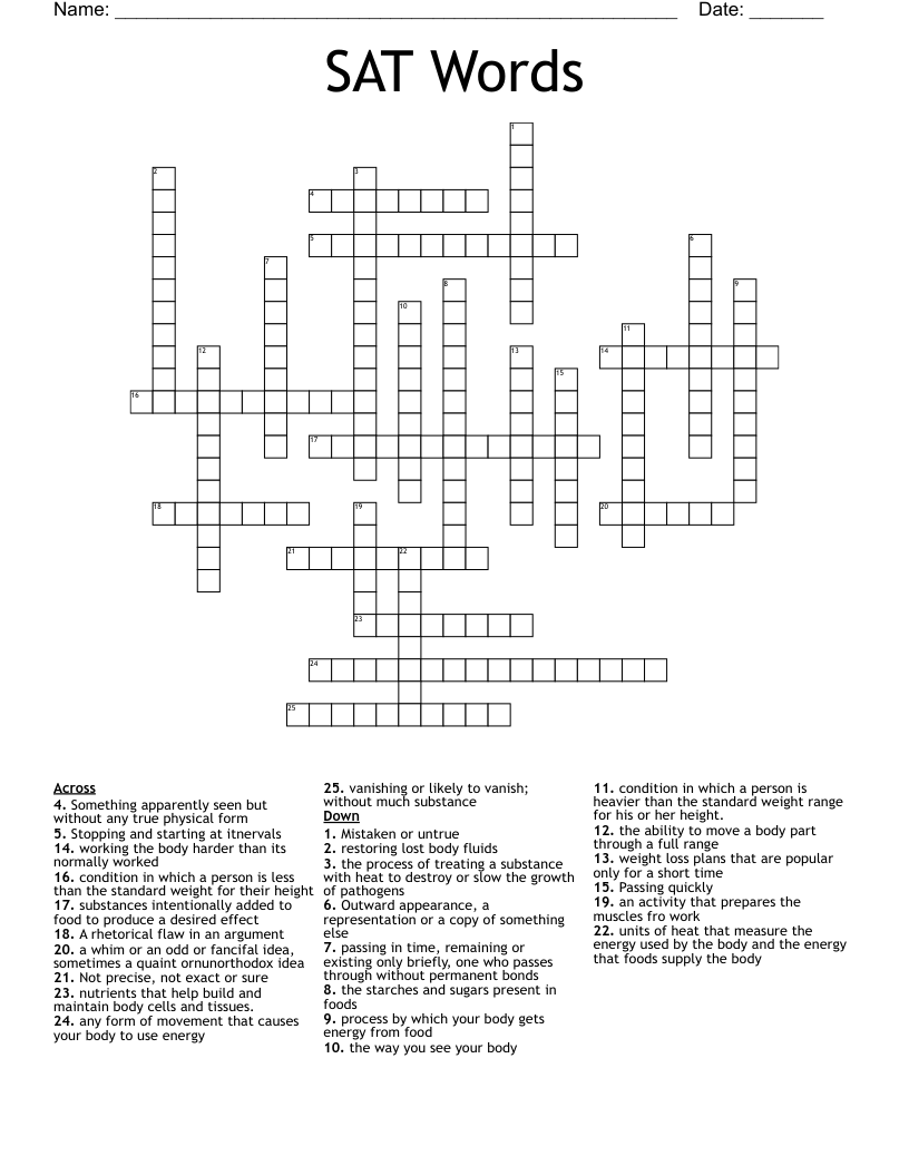 SAT Words Crossword WordMint