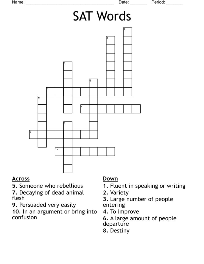 SAT Words Crossword WordMint