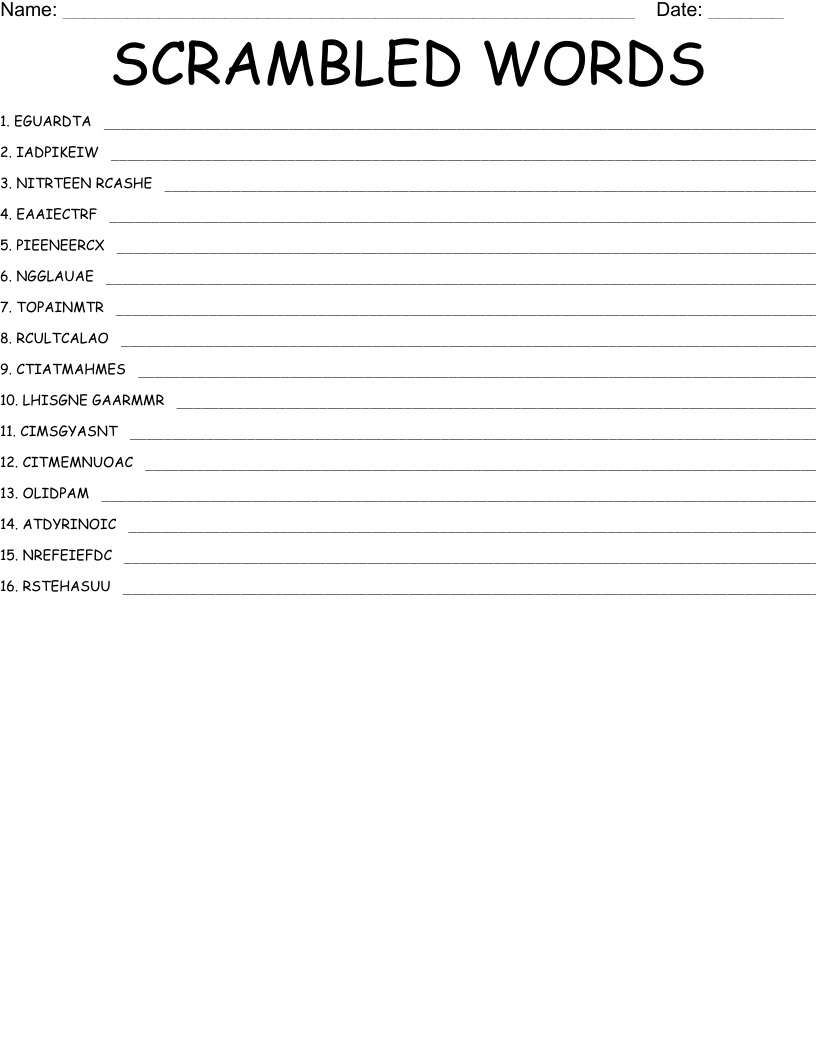 SCRAMBLED WORDS WordMint