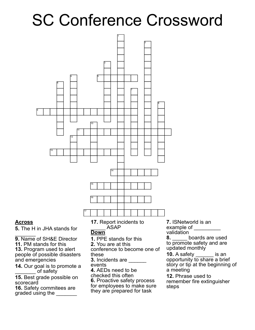 SC Conference Crossword WordMint