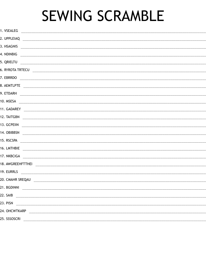 SEWING SCRAMBLE WordMint