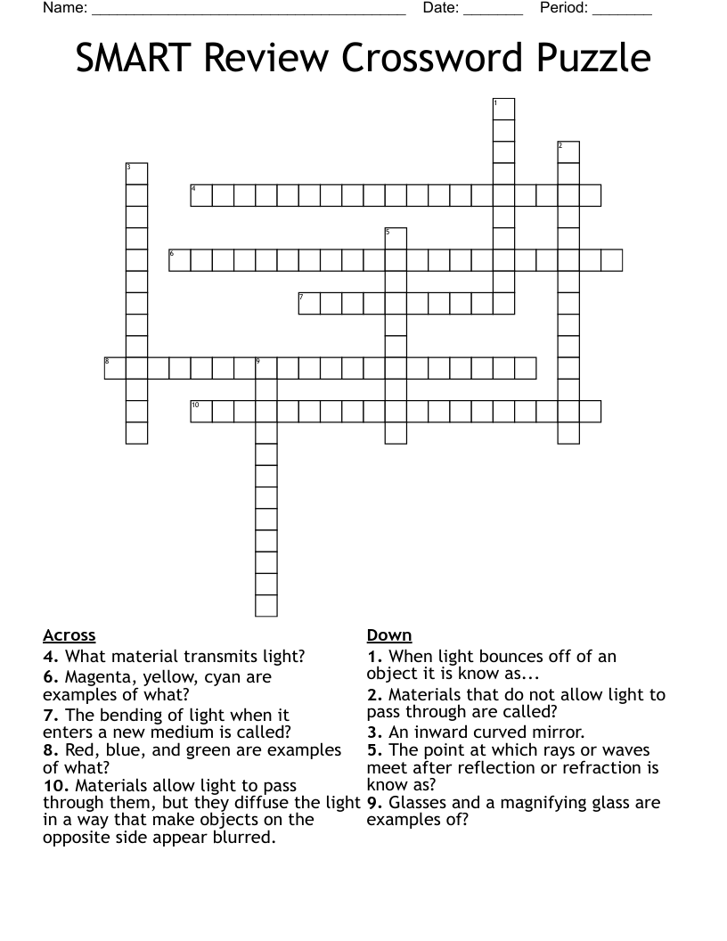 SMART Review Crossword Puzzle WordMint