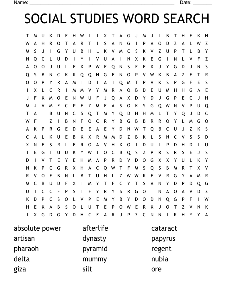 SOCIAL STUDIES WORD SEARCH - WordMint