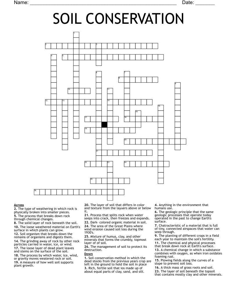 Soil conservation Crossword WordMint
