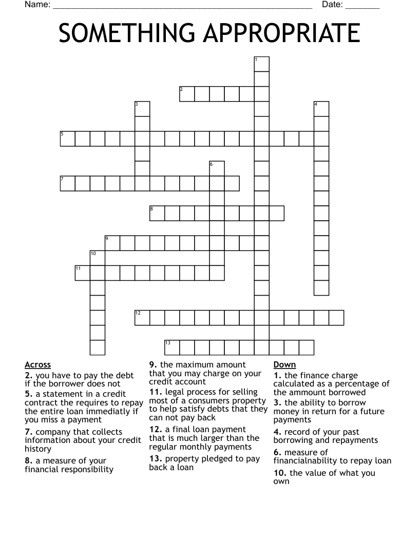 SOMETHING APPROPRIATE Crossword WordMint