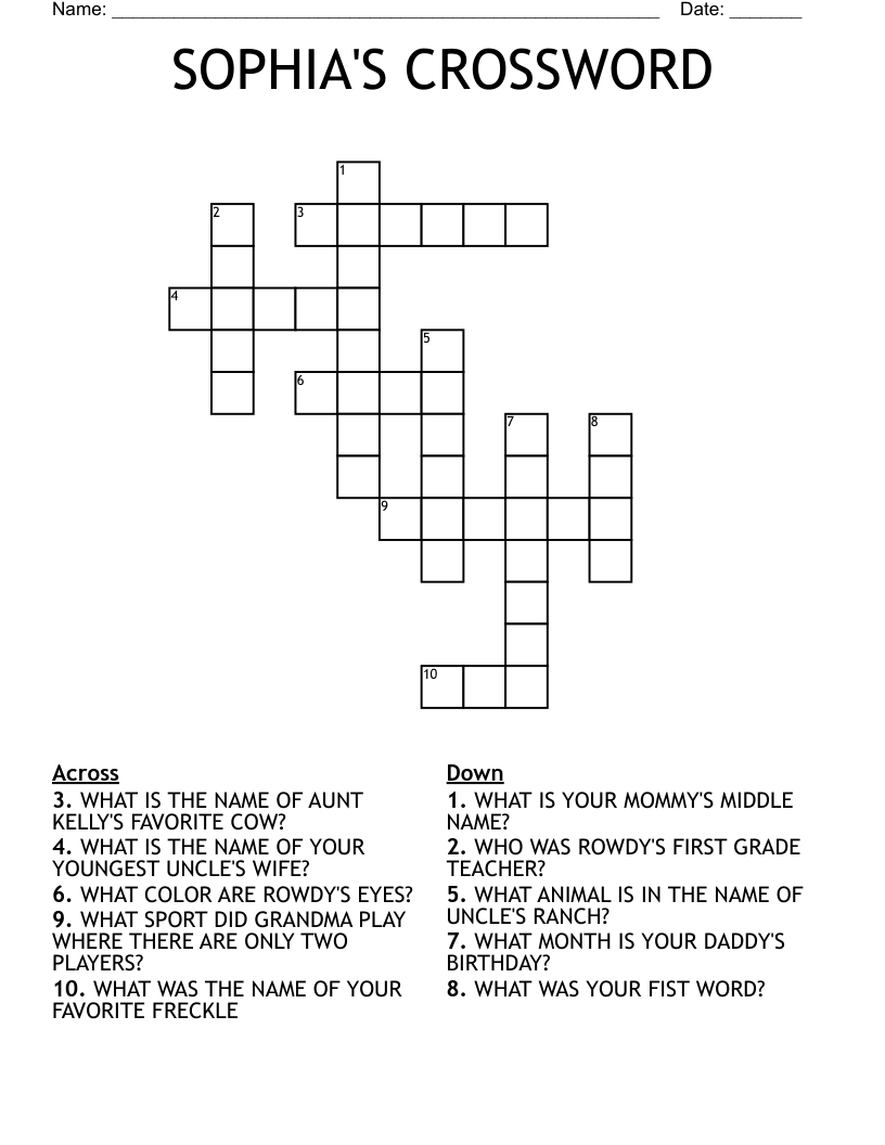 SOPHIA'S CROSSWORD WordMint