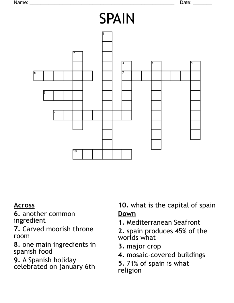 SPAIN Crossword WordMint