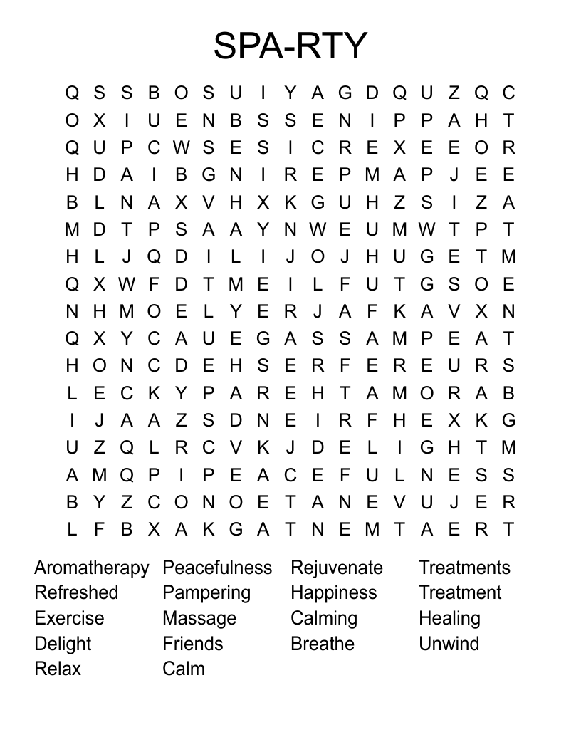 SPARTY Word Search WordMint
