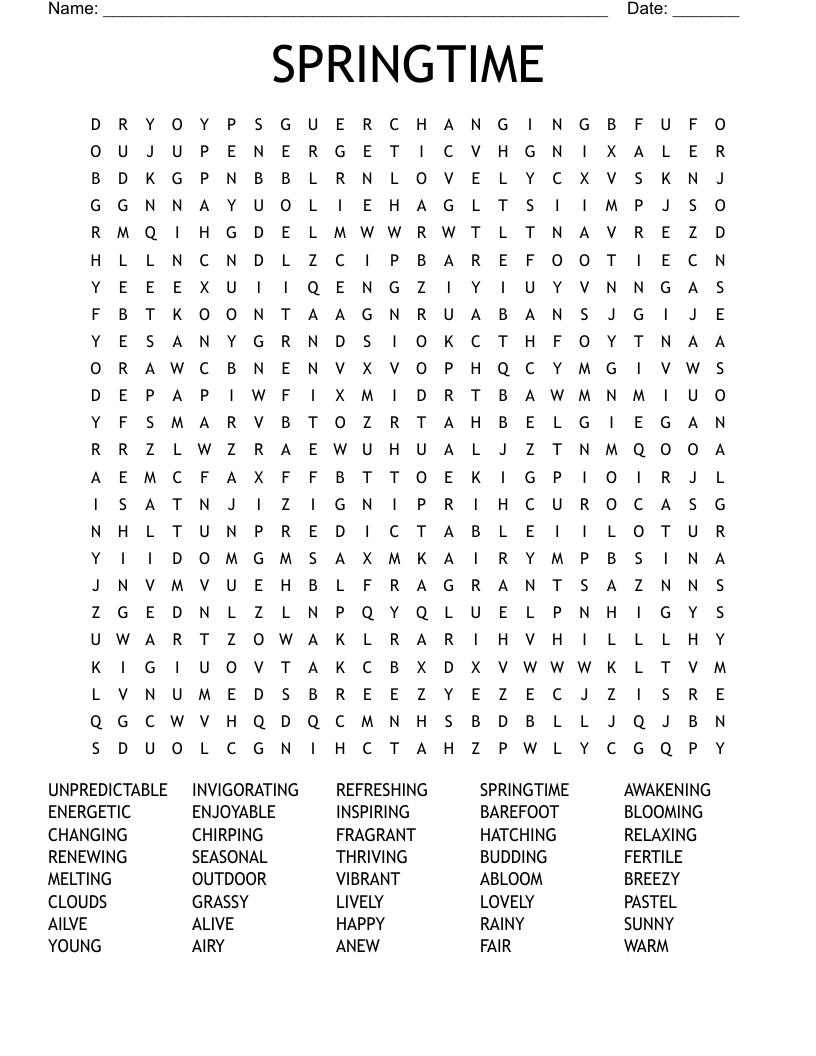 Spring Word Search - WordMint