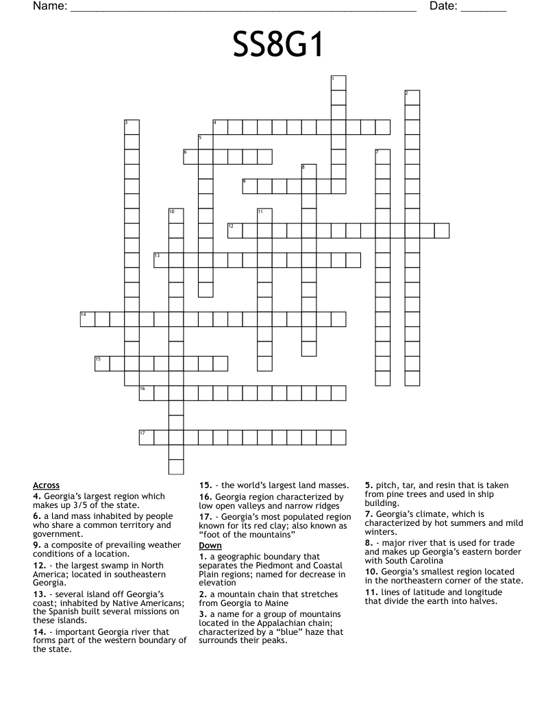 geography crossword puzzle WordMint
