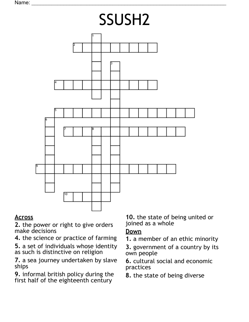 SSUSH2 Crossword WordMint