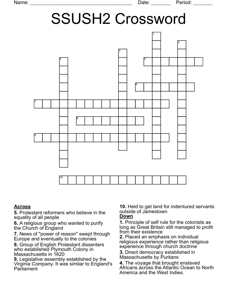 SSUSH2 Crossword WordMint