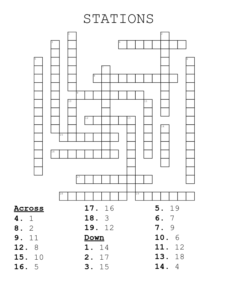 STATIONS Crossword WordMint