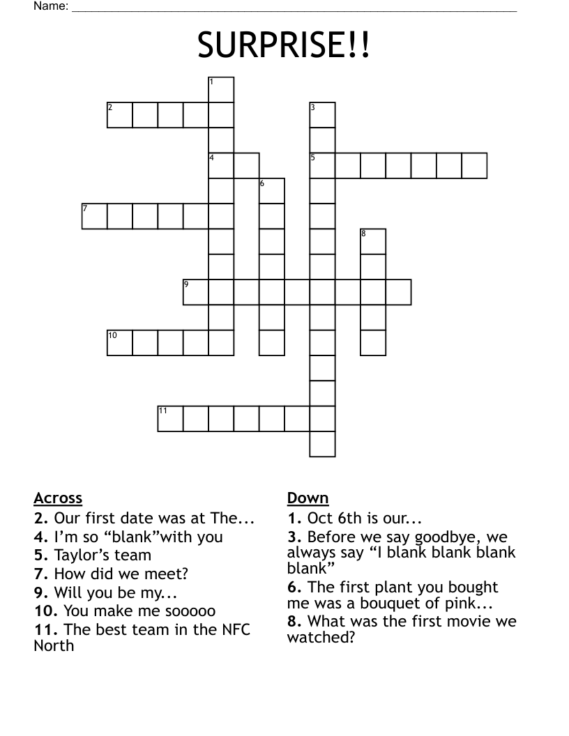 SURPRISE!! Crossword WordMint