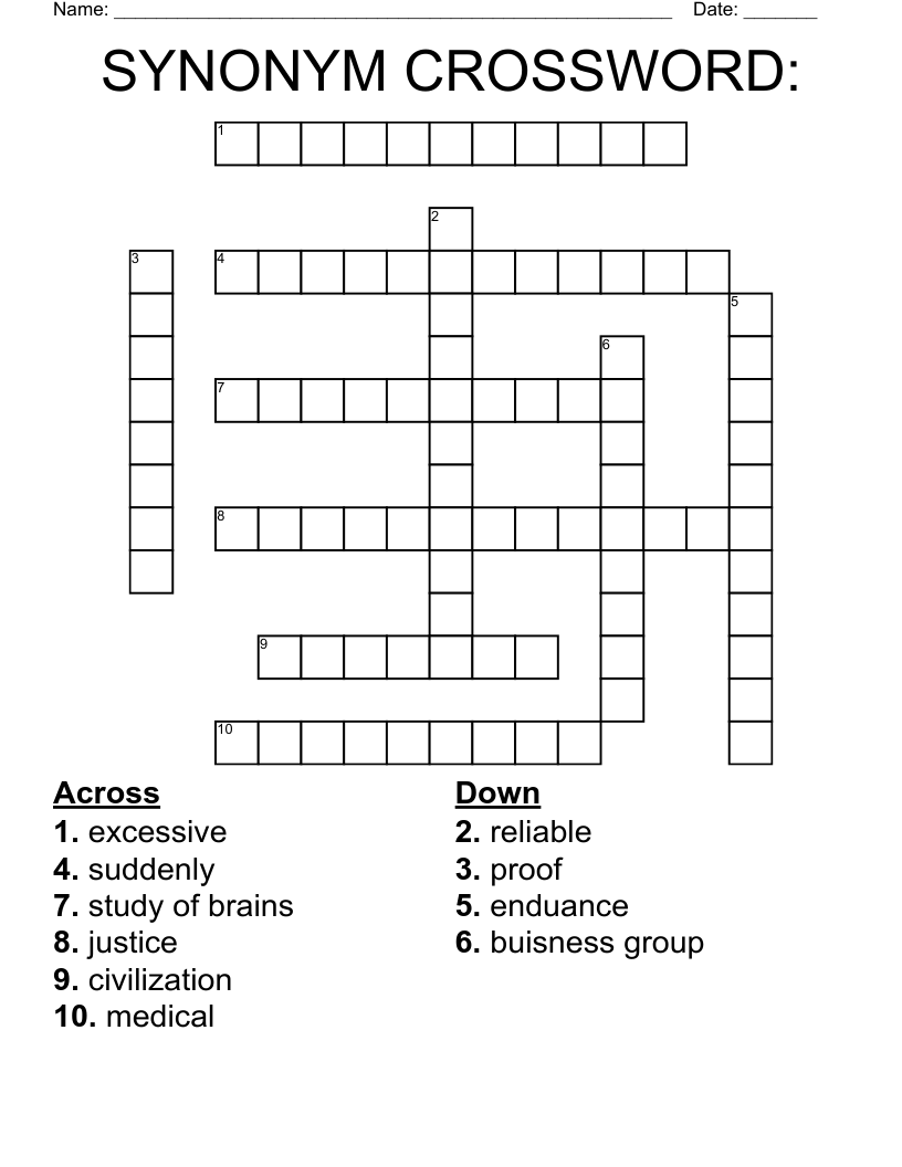SYNONYM CROSSWORD WordMint