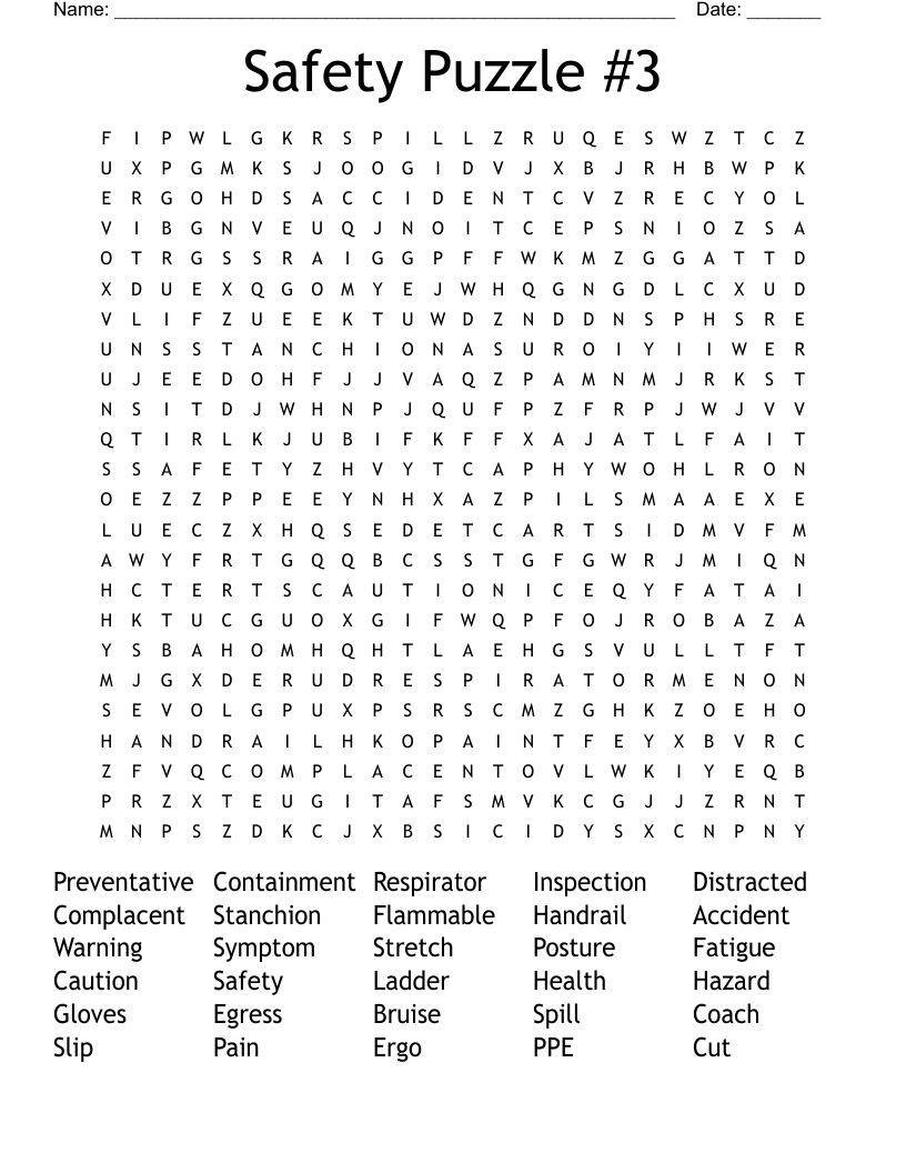 March Safety Puzzle Word Search WordMint