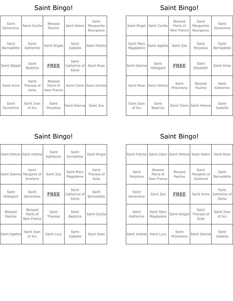 Saint Bingo! WordMint