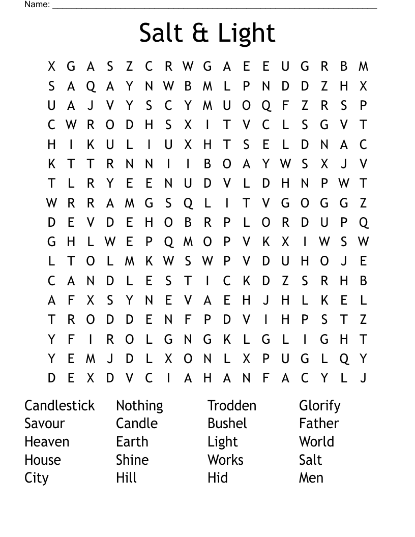 Salt & Light Word Search WordMint