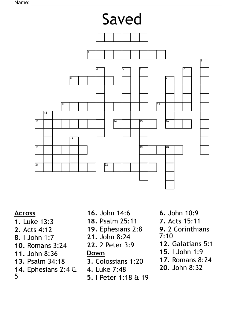 Saved Crossword - WordMint