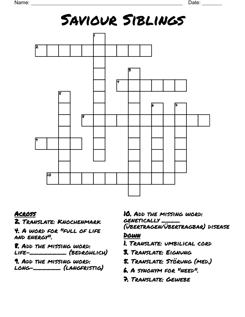 Saviour Siblings Crossword WordMint