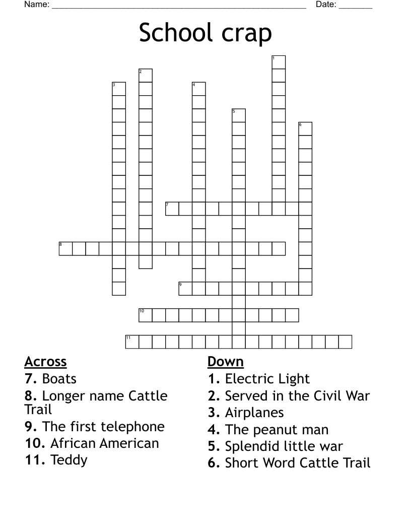School crap Crossword WordMint