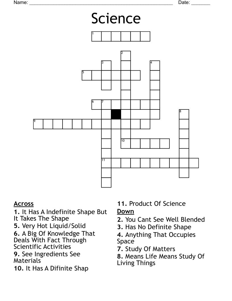 Science Crossword - WordMint