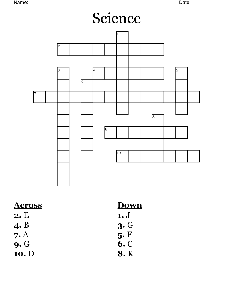 Science Crossword - WordMint
