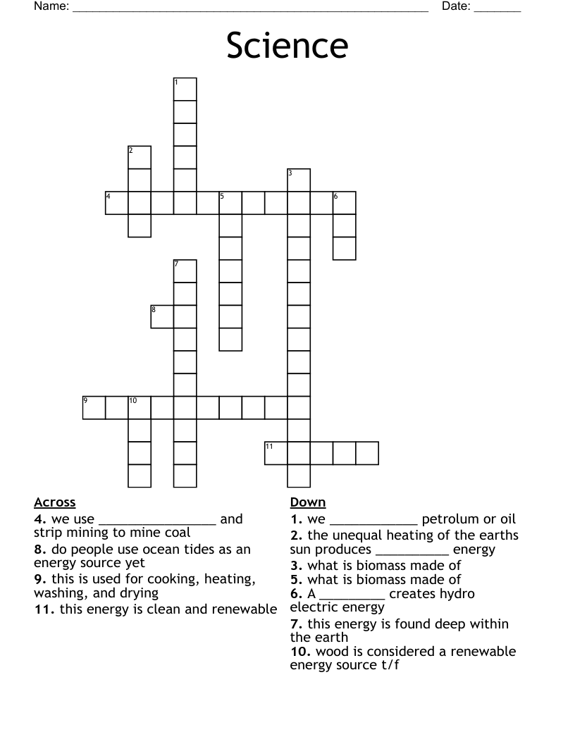 Science Crossword WordMint