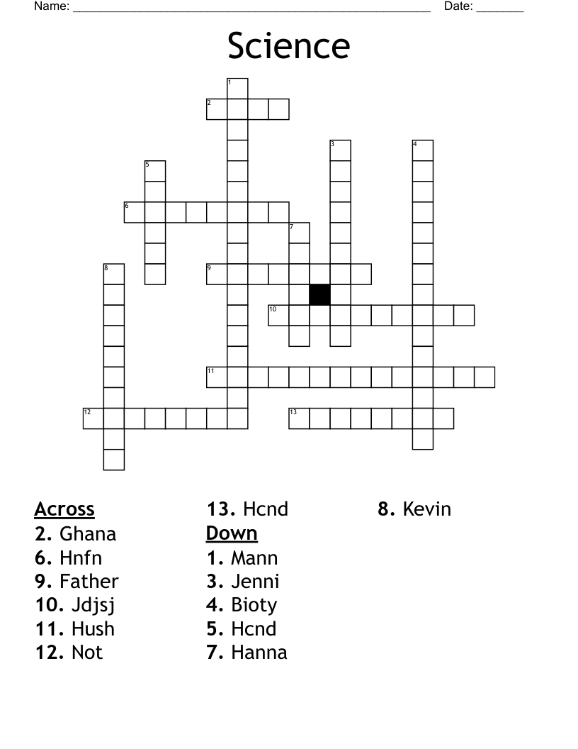 Science Crossword WordMint