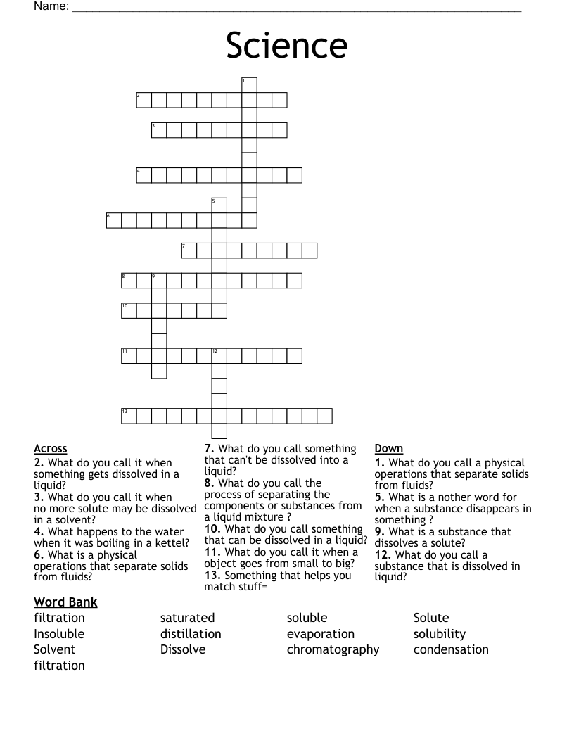 Separation Techniques Crossword WordMint