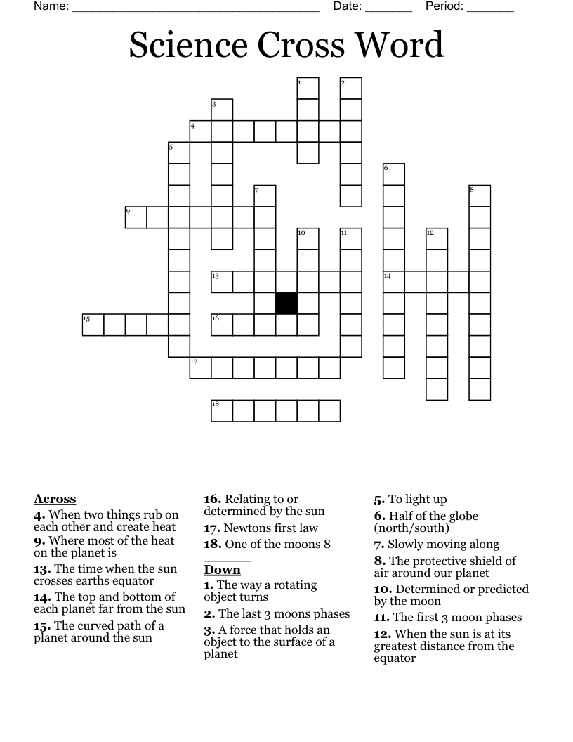 Science Cross Word WordMint