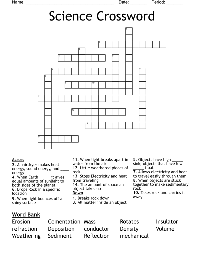 Science Crossword WordMint