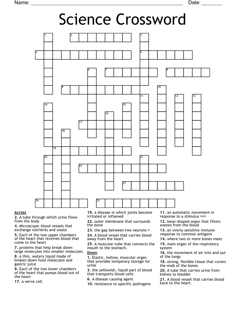 Science Crossword WordMint