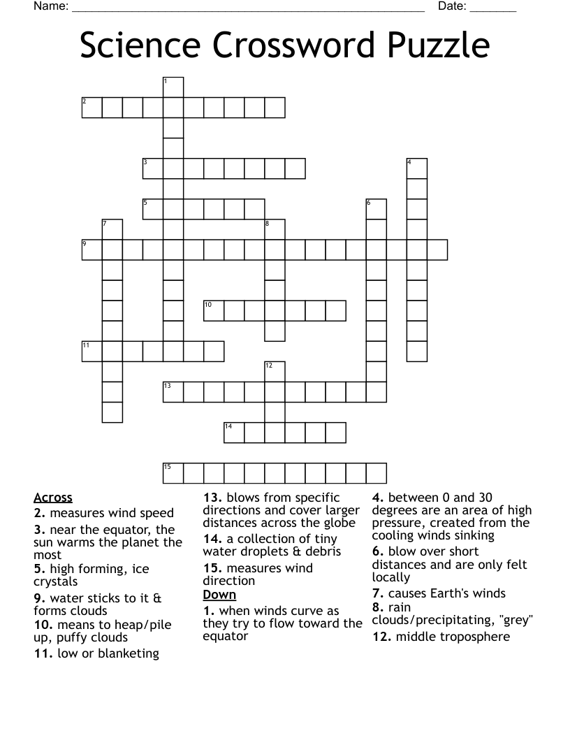 Science Crossword Puzzle - WordMint