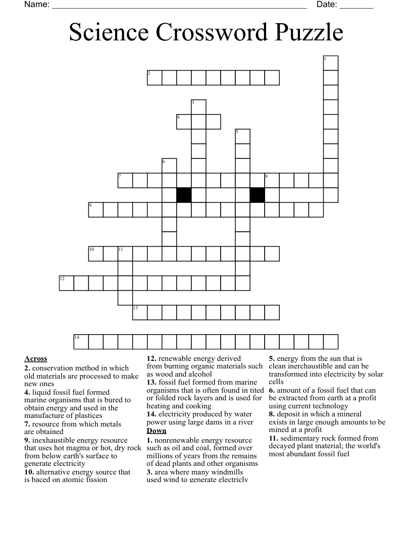 We love our natural resources!!! Crossword WordMint