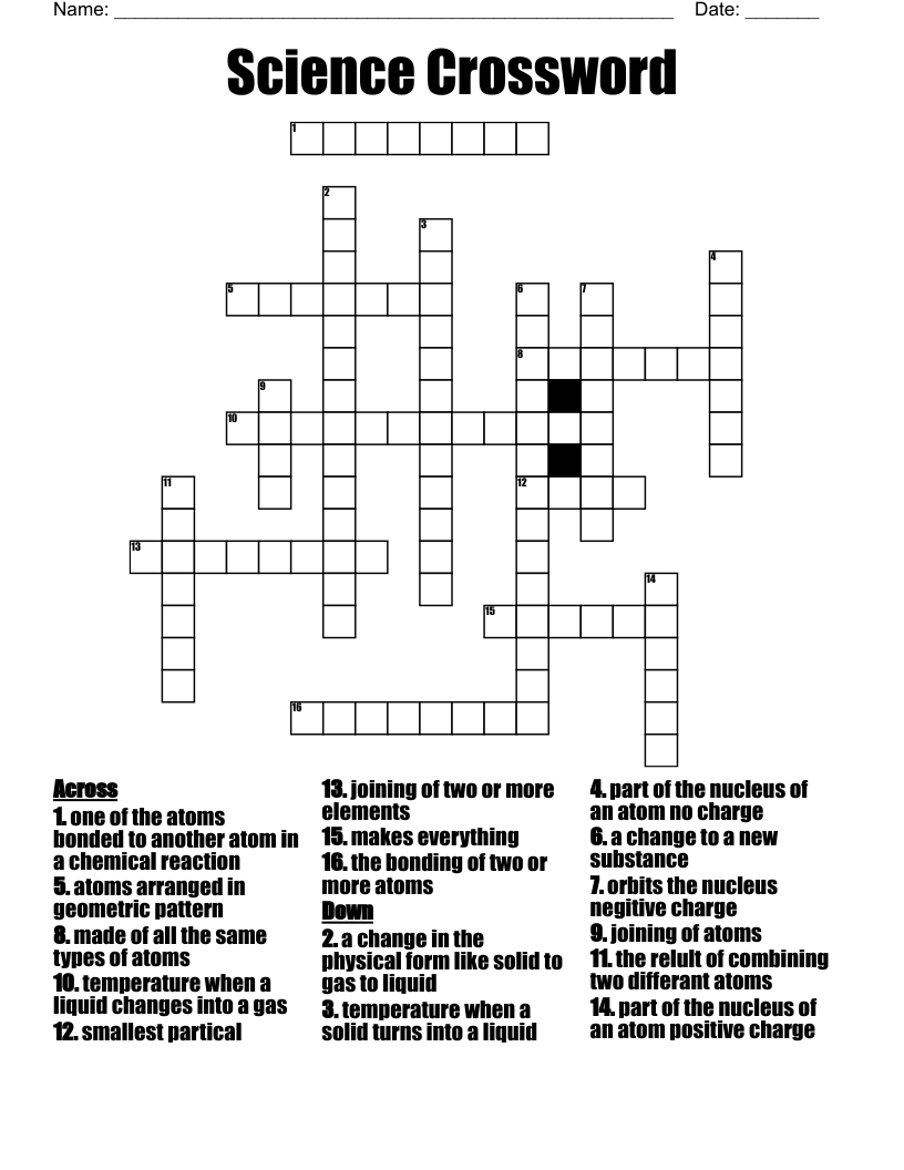 Science Crossword WordMint