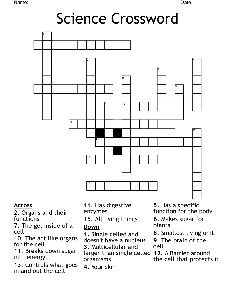 Science Crossword - WordMint