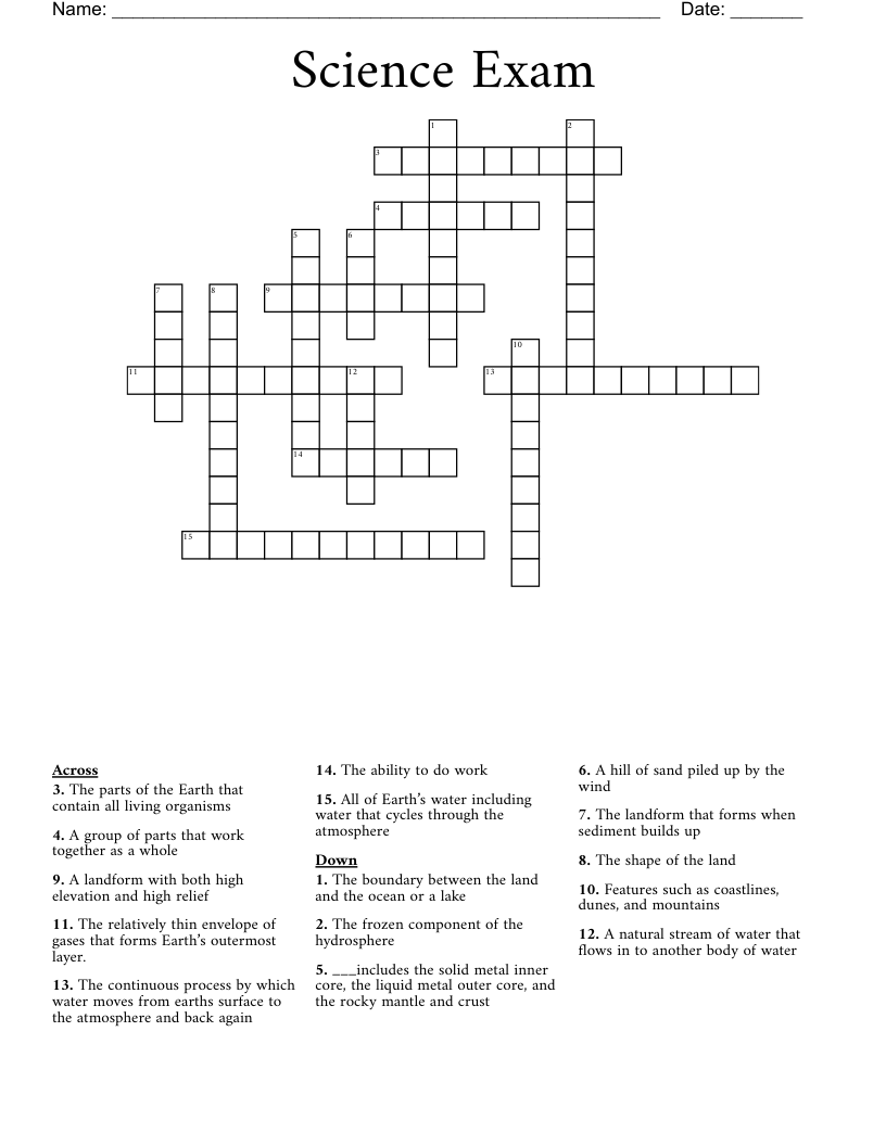 Earth's Spheres Crossword WordMint