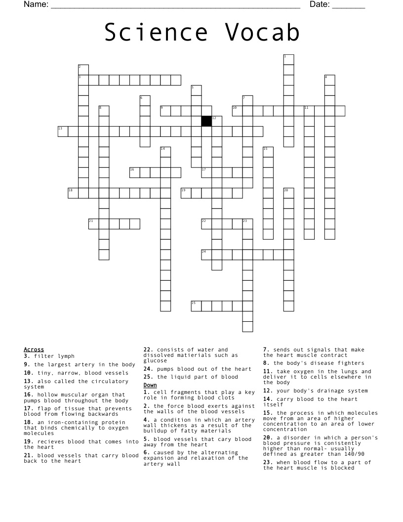 Circulatory System Crossword WordMint