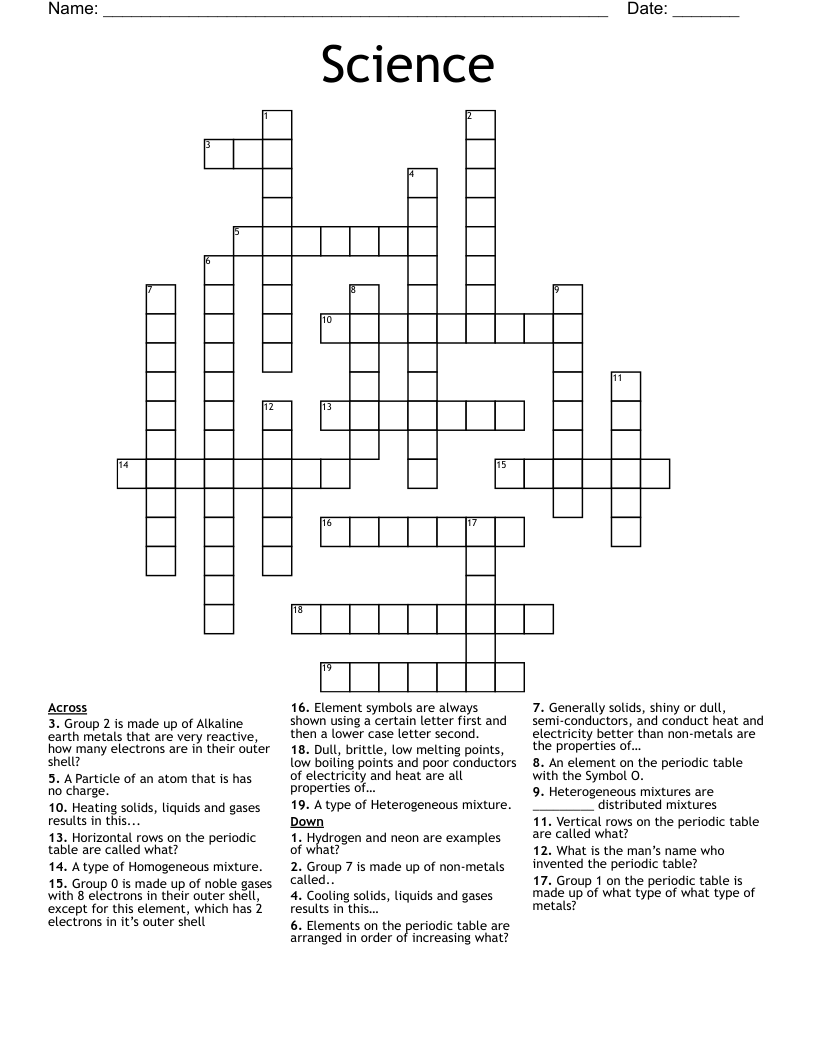 Science Crossword WordMint