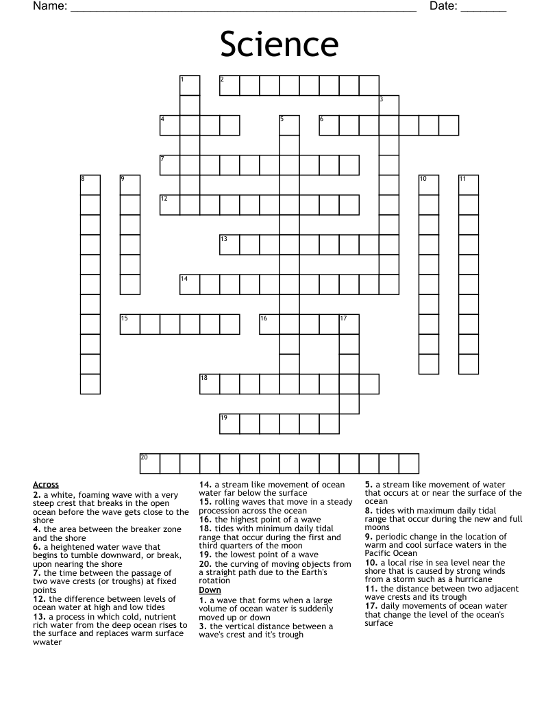 Ocean Vocabulary! Crossword WordMint
