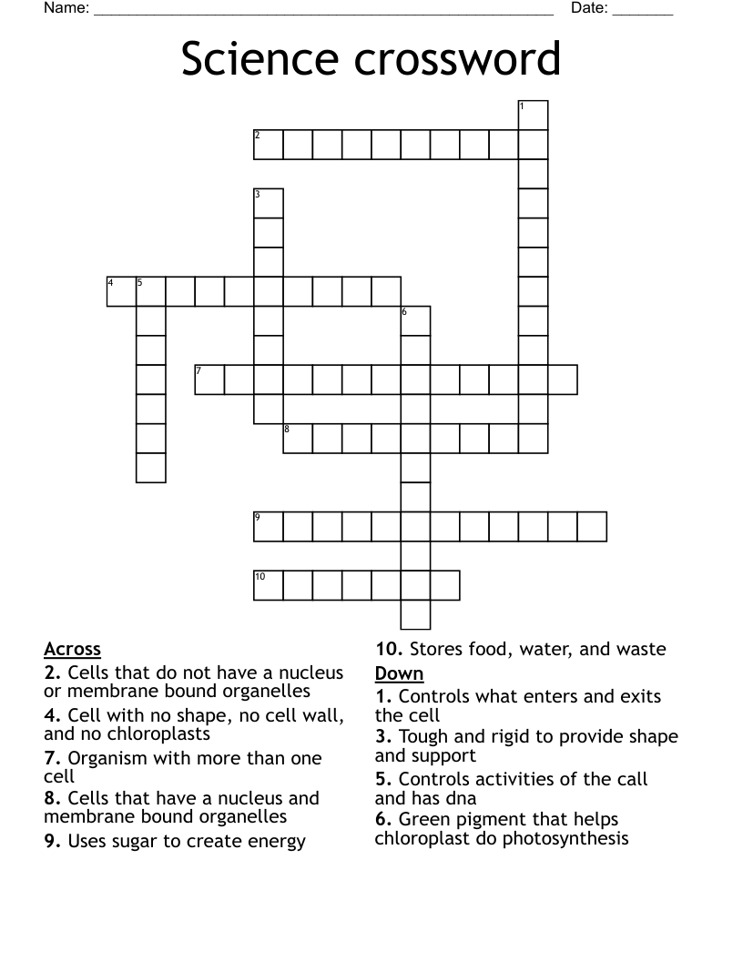 Science crossword - WordMint