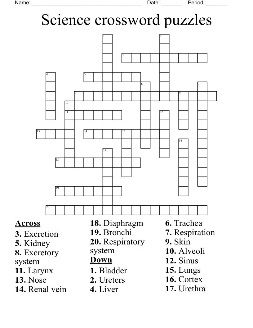 Science crossword puzzles WordMint